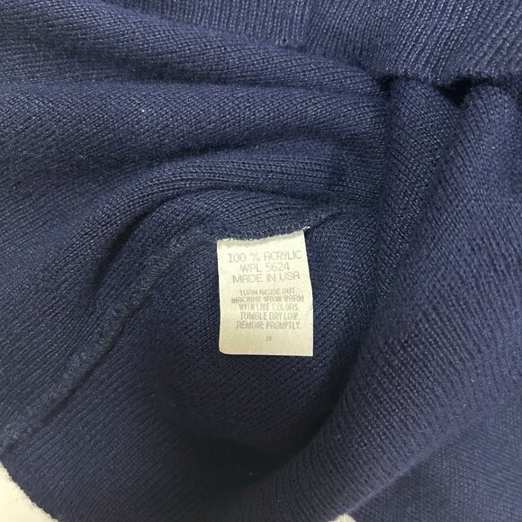 Vtg Pinnacle Mens Sweater Blue V-Neck “Case International” Acrylic Sz L USA - Picture 5 of 6
